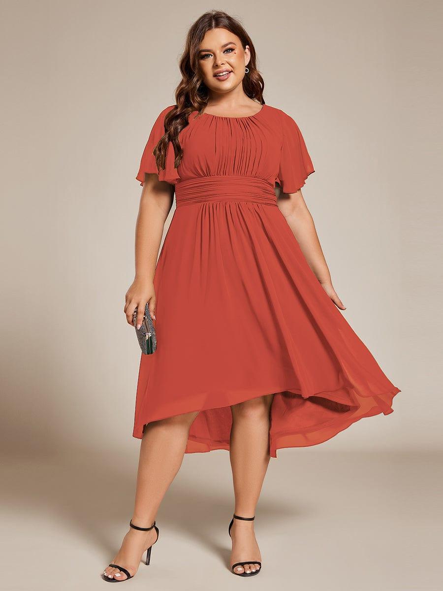 Plus Size Flowy Chiffon Bridesmaid Dress #color_Burnt Orange