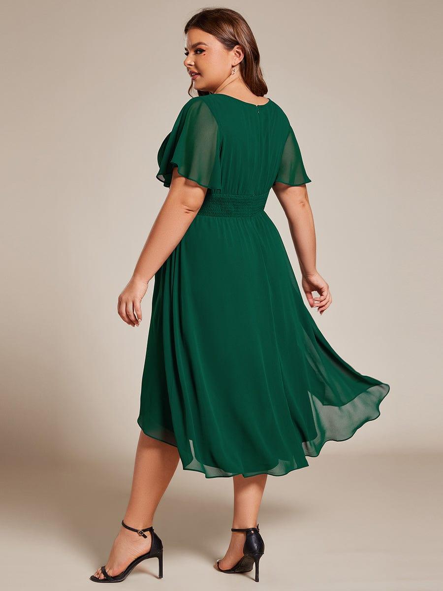 Plus Size Flowy Chiffon Bridesmaid Dress #color_Dark Green