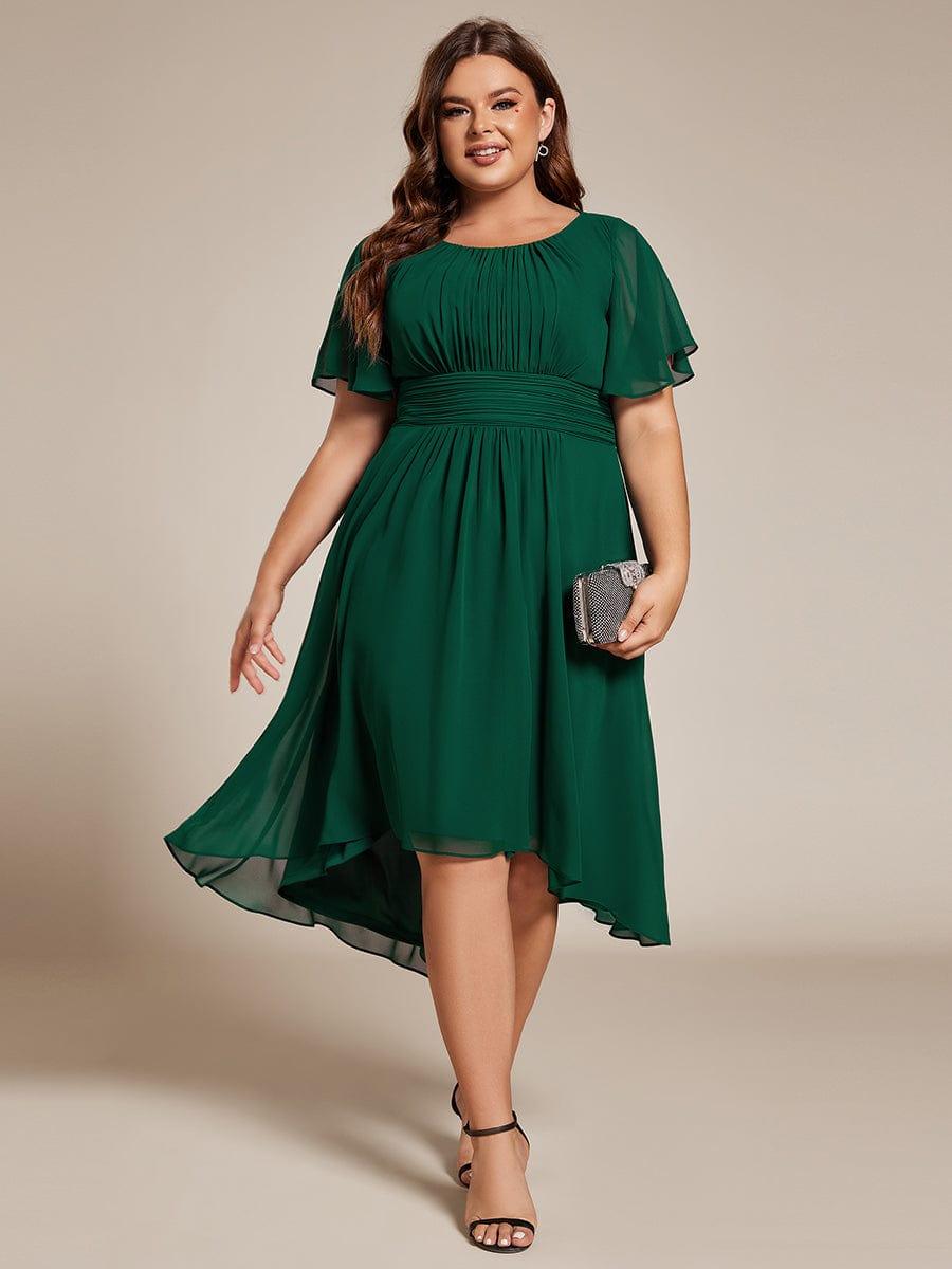 Plus Size Flowy Chiffon Bridesmaid Dress #color_Dark Green