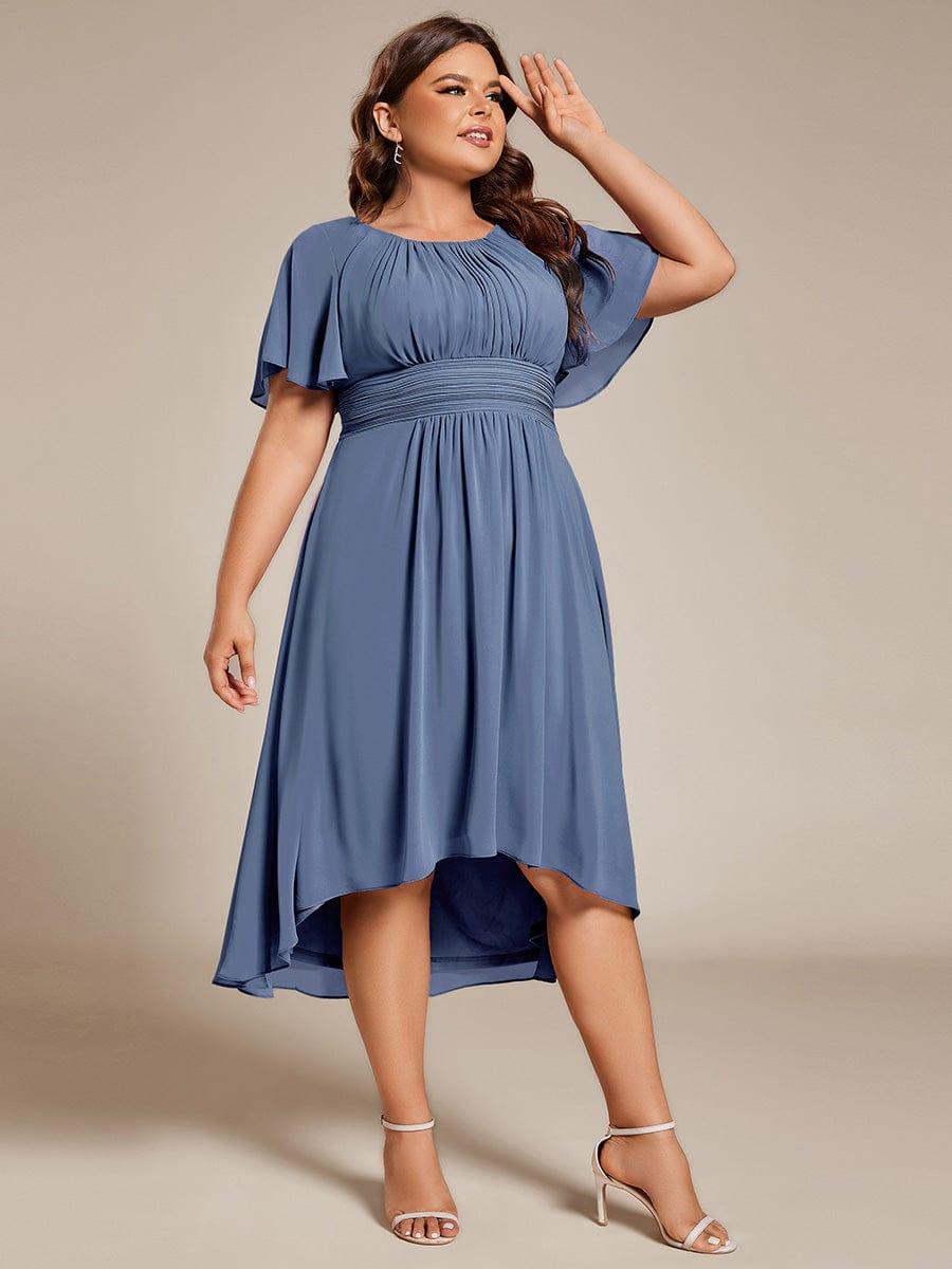 Plus Size Flowy Chiffon Bridesmaid Dress #color_Dusty Blue