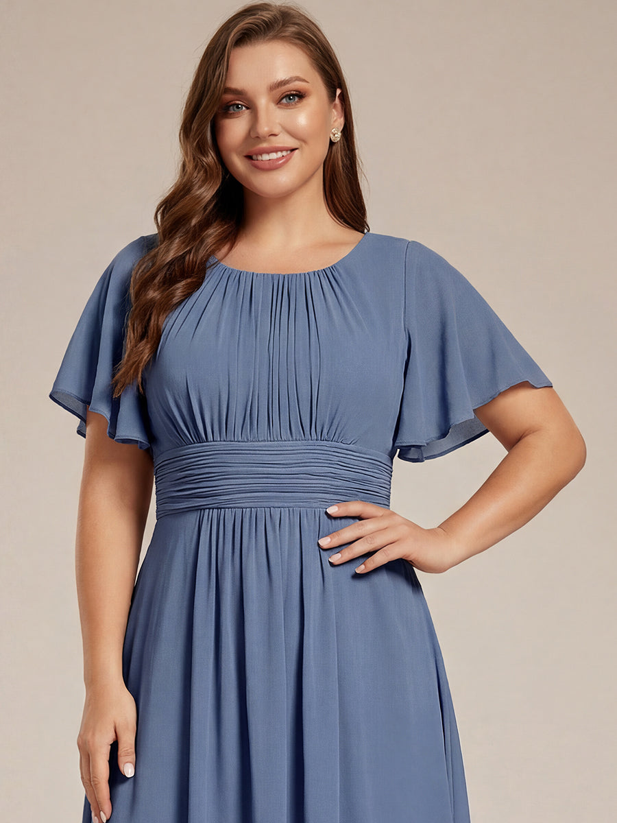 Plus Size Flowy Chiffon Bridesmaid Dress #color_Dusty Blue