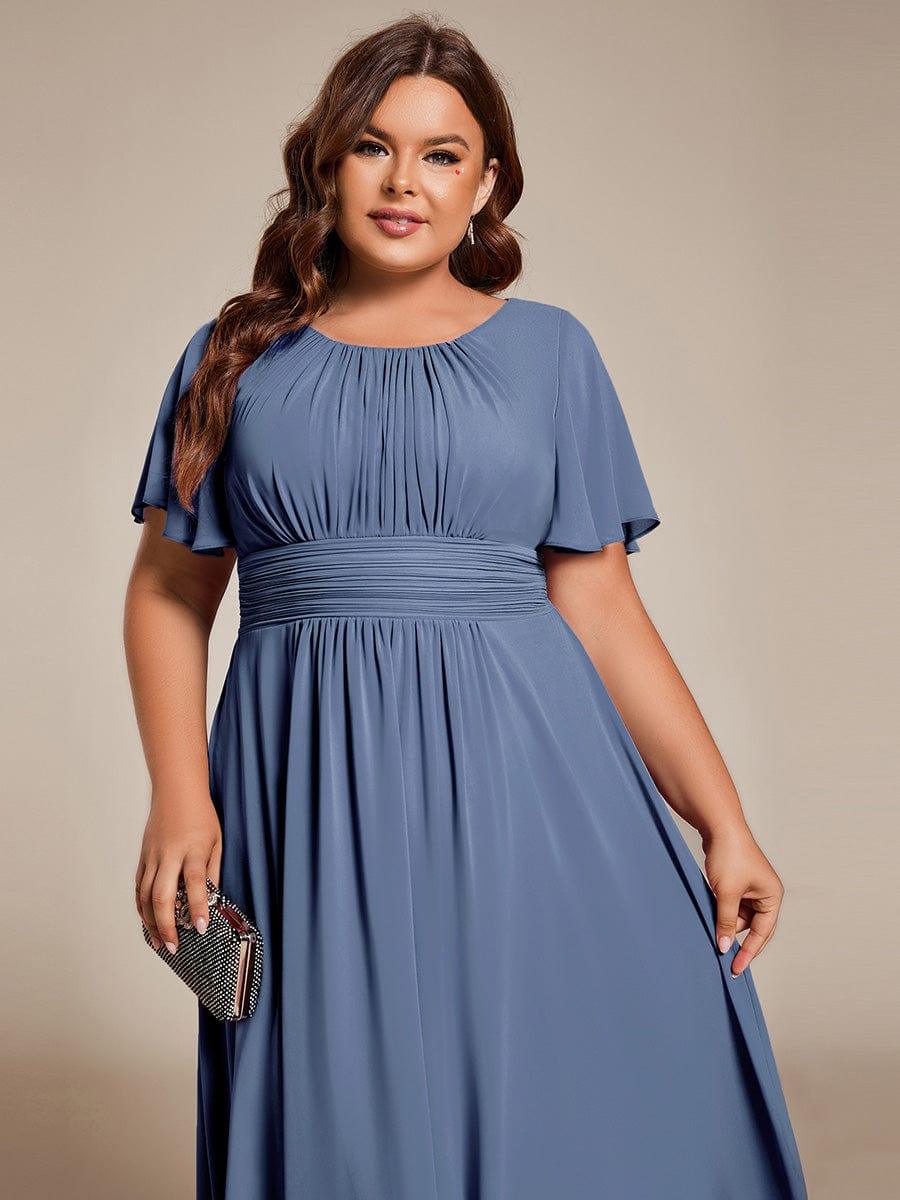 Plus Size Flowy Chiffon Bridesmaid Dress #color_Dusty Blue