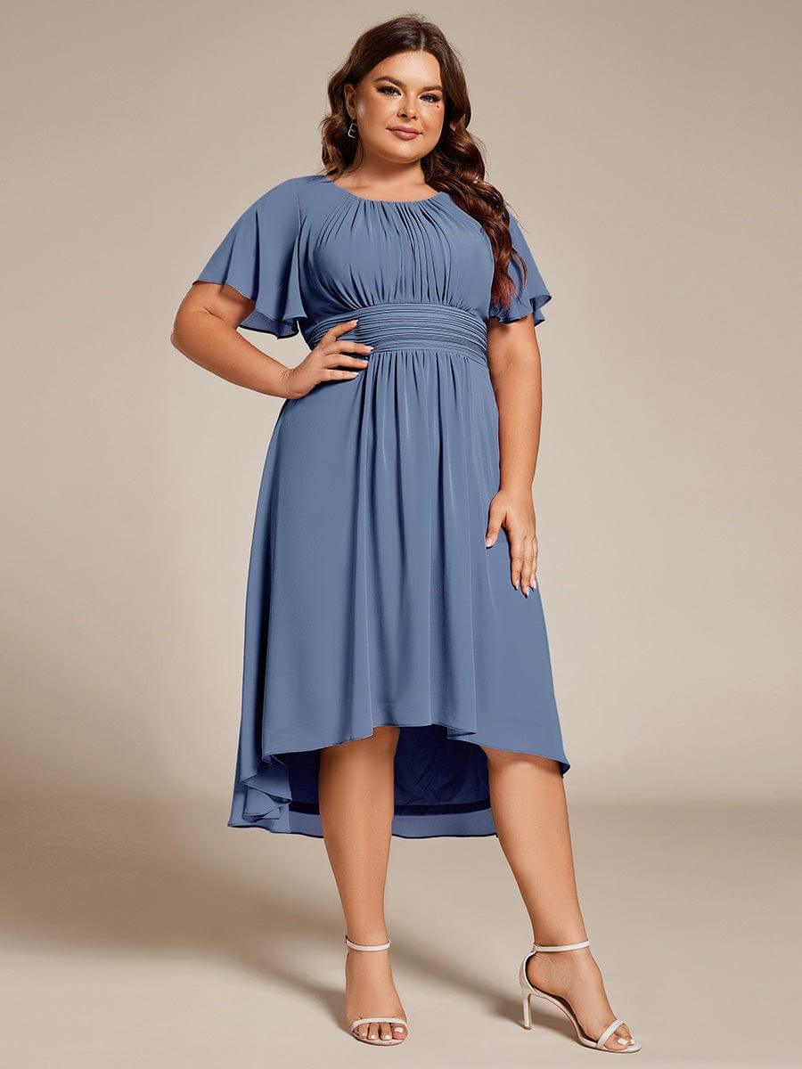 Plus Size Flowy Chiffon Bridesmaid Dress #color_Dusty Blue