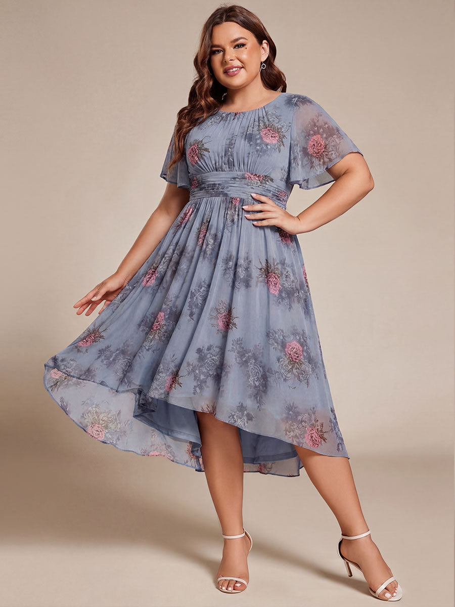 Chic A-Line Pleated Knee-Length Flowy Chiffon Wedding Guest Dress #color_Dusty Peony