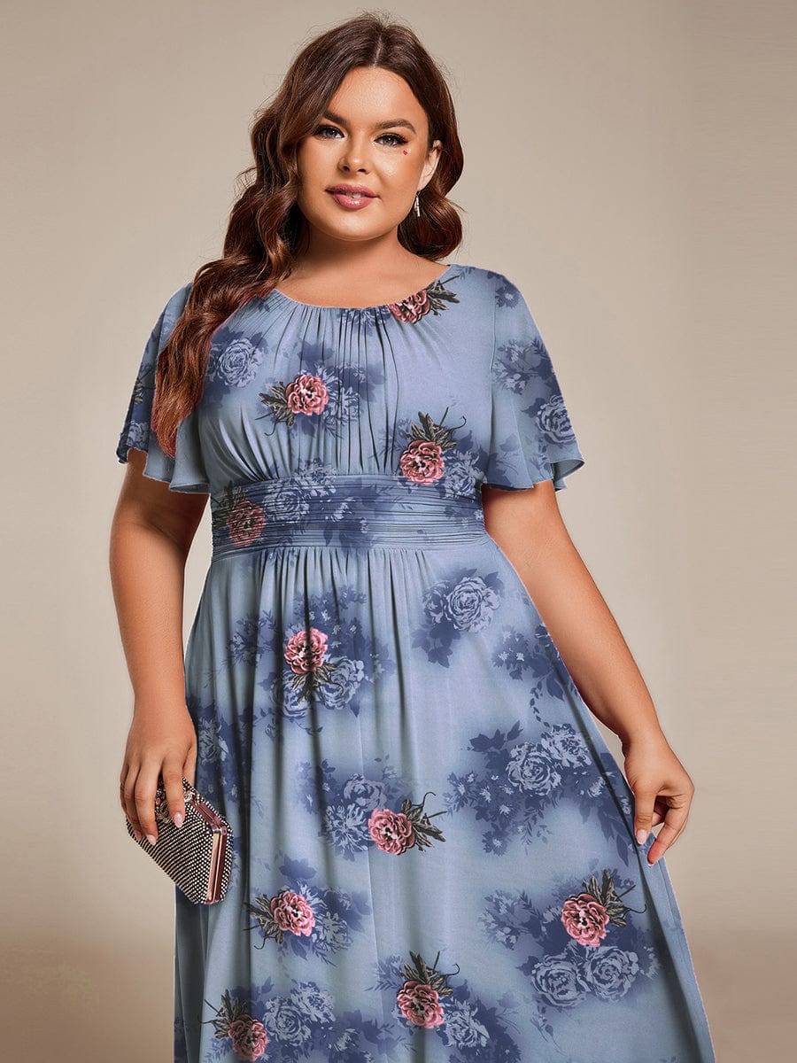 Chic A-Line Pleated Knee-Length Flowy Chiffon Wedding Guest Dress #color_Dusty Peony