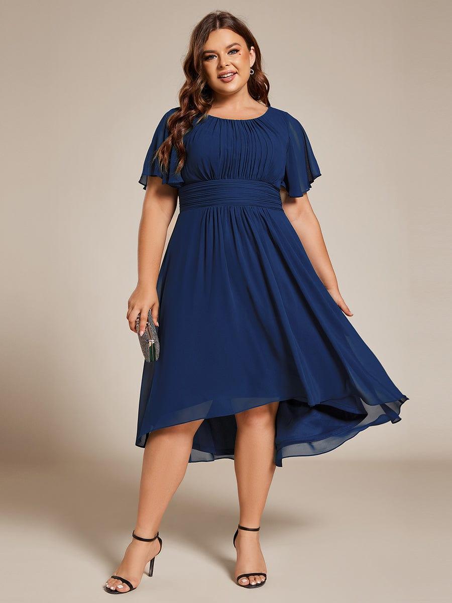 Plus Size Flowy Chiffon Bridesmaid Dress #color_Navy Blue