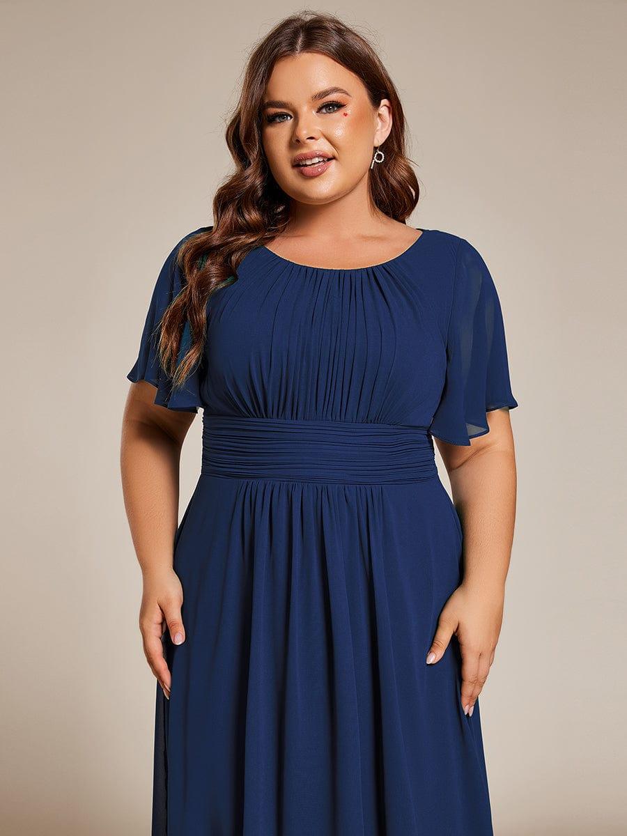 Plus Size Flowy Chiffon Bridesmaid Dress #color_Navy Blue