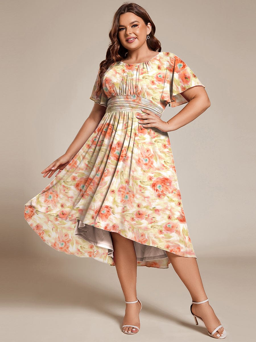 Chic A-Line Pleated Knee-Length Flowy Chiffon Wedding Guest Dress #color_Rosewood Mist