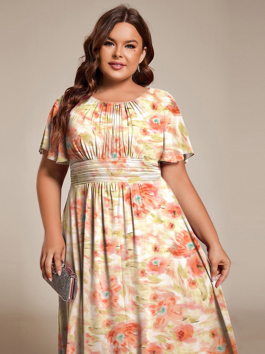 Chic A-Line Pleated Knee-Length Flowy Chiffon Wedding Guest Dress #color_Rosewood Mist