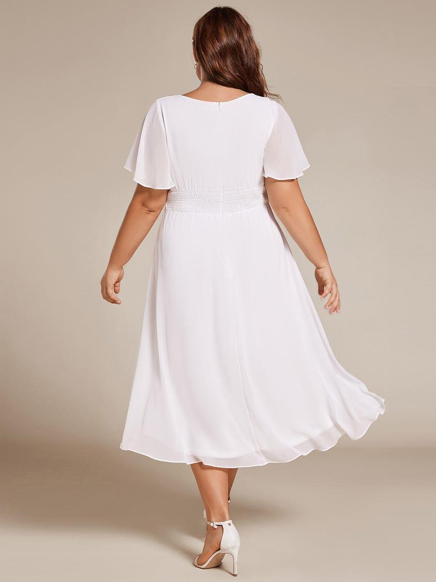 Plus Size Flowy Chiffon Bridesmaid Dress #color_White