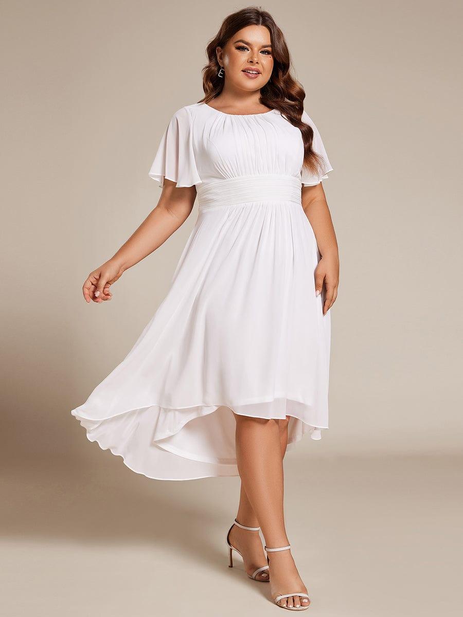 Plus Size Flowy Chiffon Bridesmaid Dress #color_White