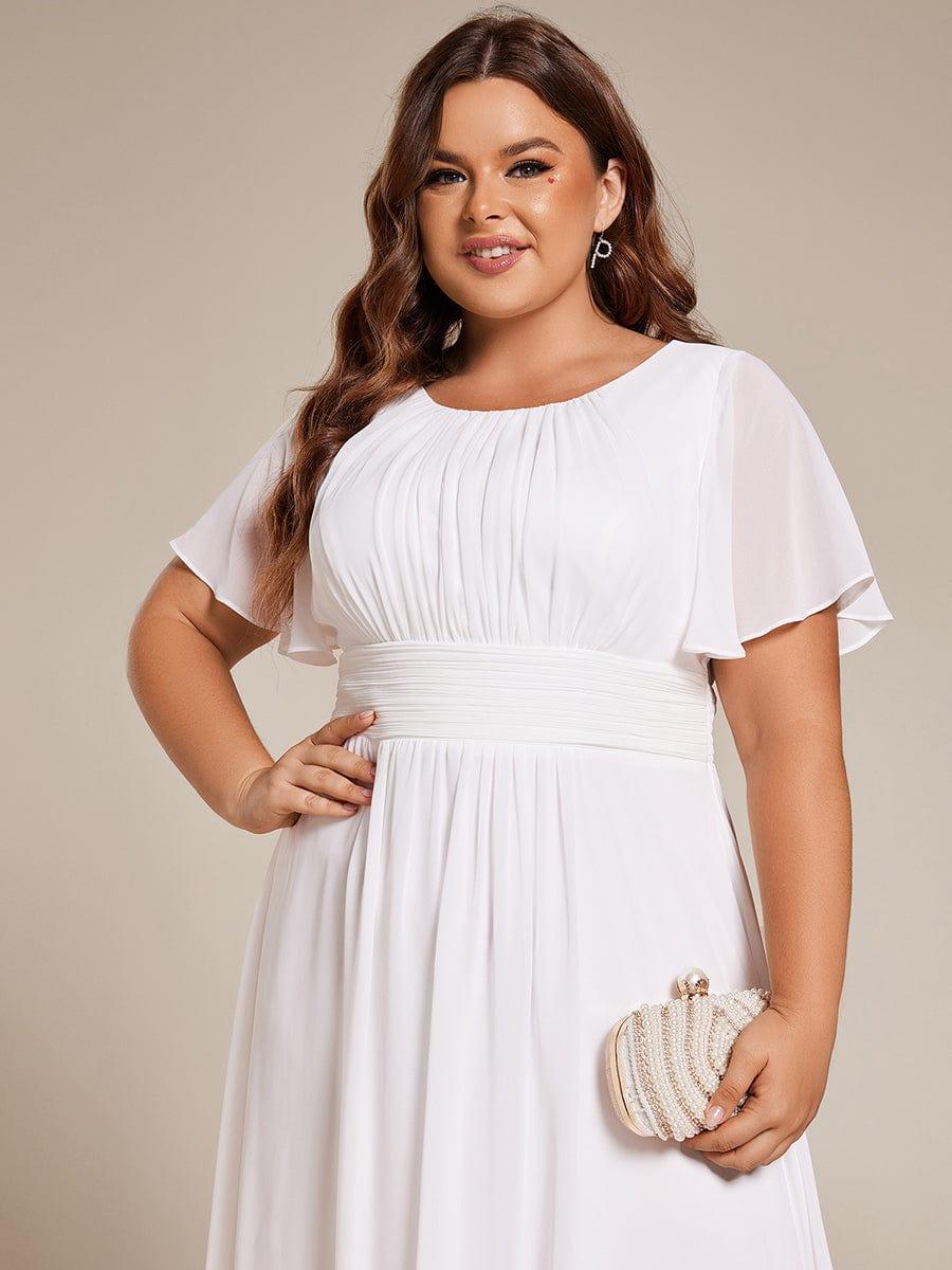 Plus Size Flowy Chiffon Bridesmaid Dress #color_White