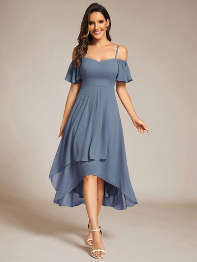 ever JORDANE|Spaghetti Strap Cold Shoulder Chiffon A-Line Midi Wedding Guest Dress