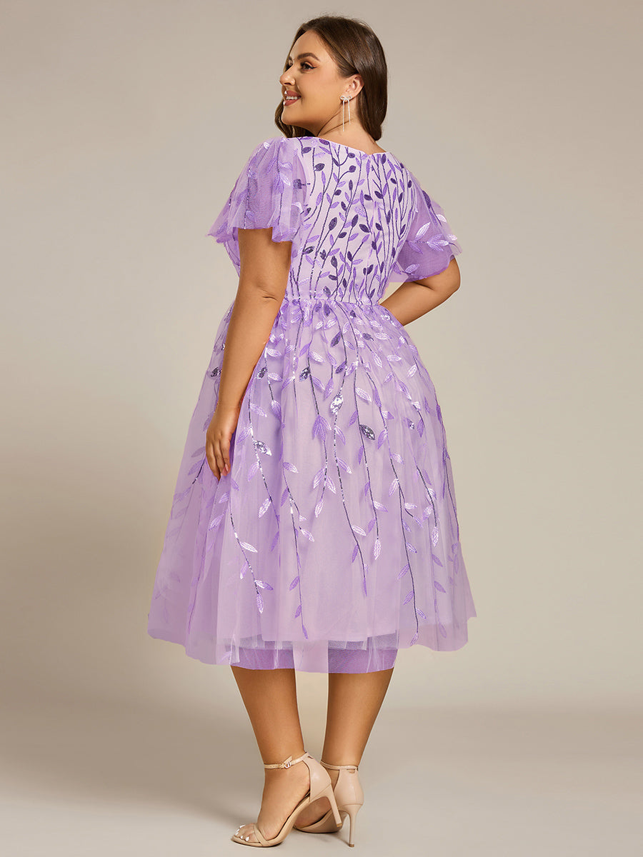 Leaf Sequin Cruise Journey Formal Dress #color_Lavender