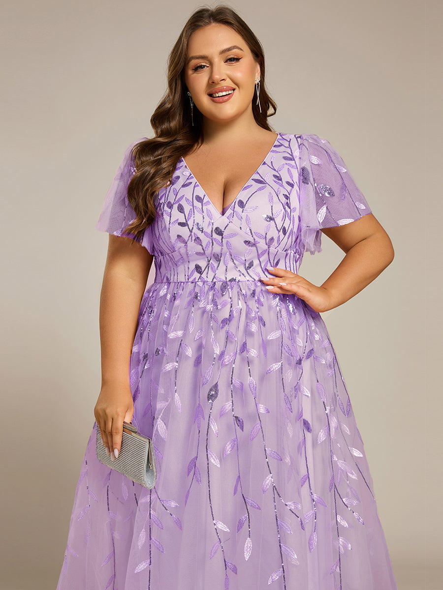 Leaf Sequin Cruise Journey Formal Dress #color_Lavender