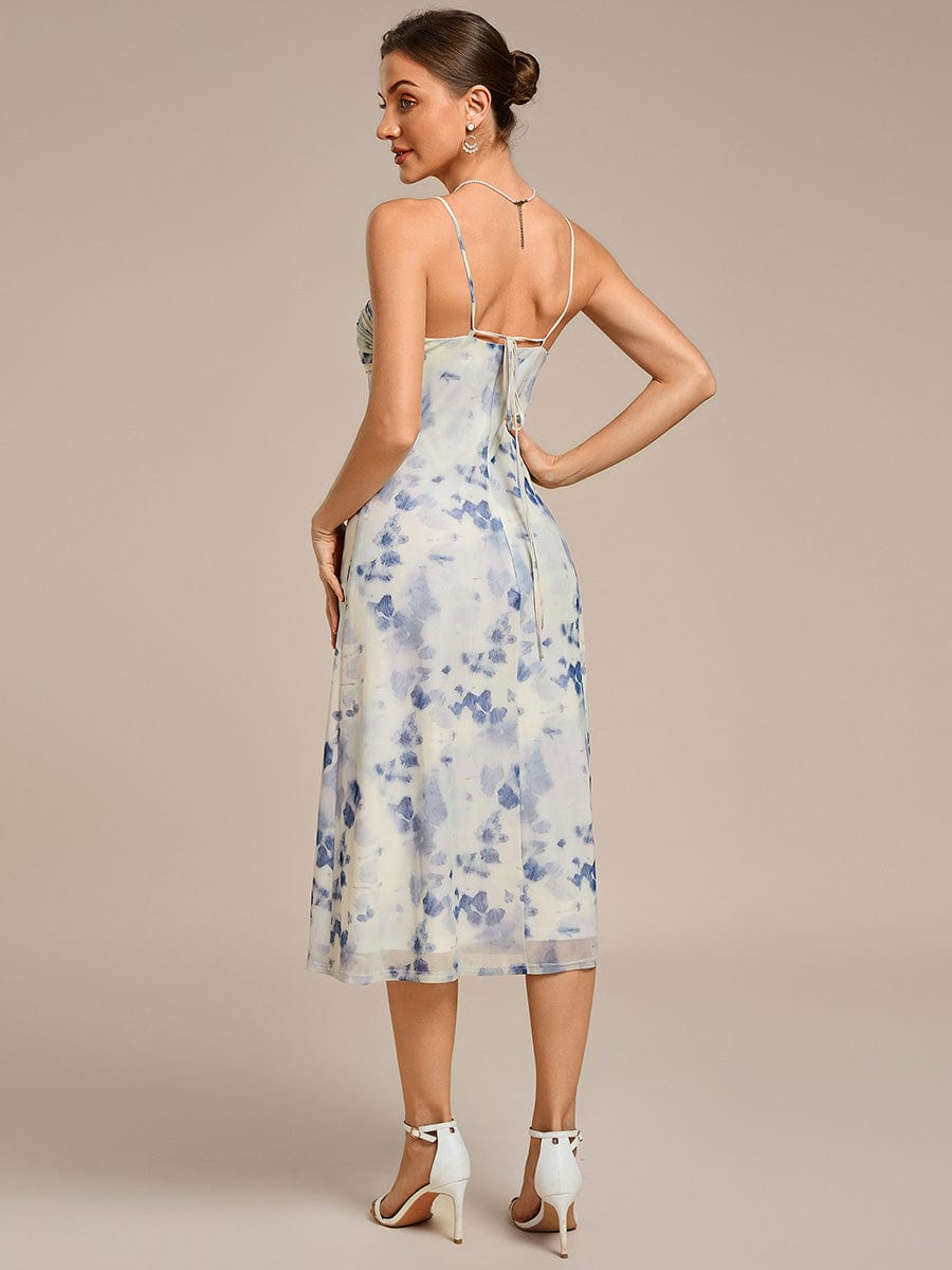 Bodycon Mesh Sleeveless Wedding Guest Dress #color_Blue Verdure on White
