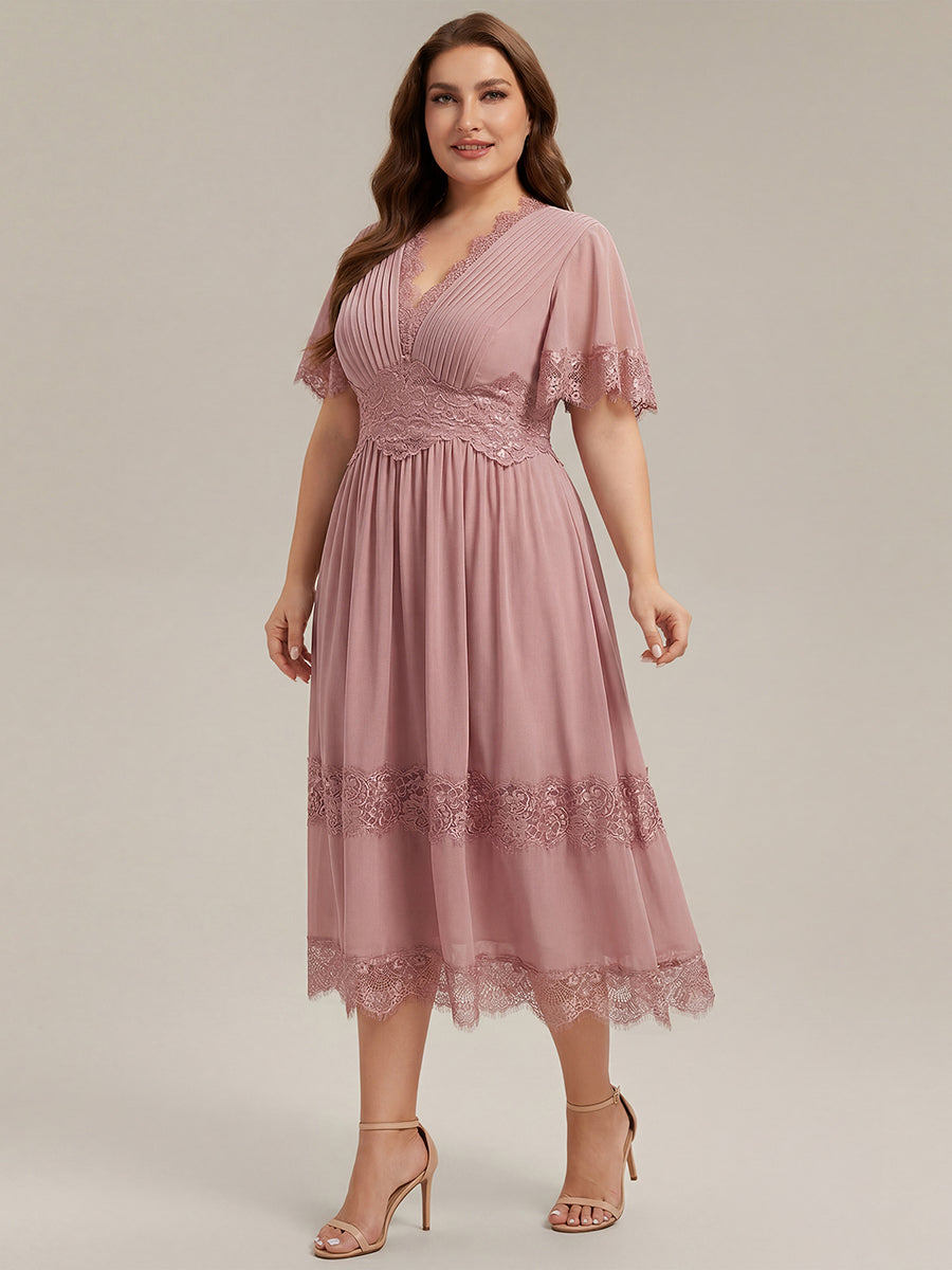 Plus Size Cut-Out Detail Chiffon Wedding Guest Dress #color_Dusty Rose