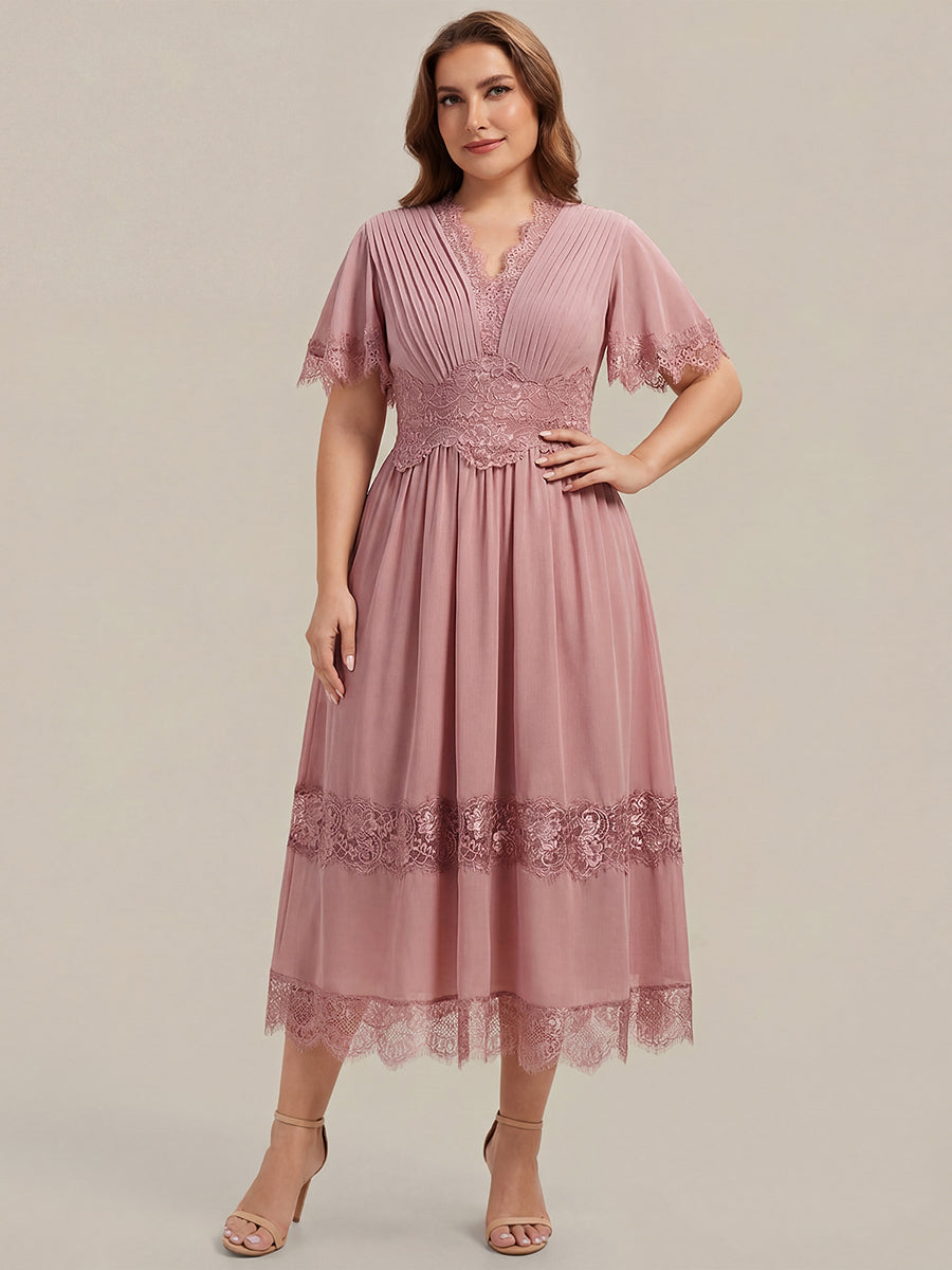 Plus Size Cut-Out Detail Chiffon Wedding Guest Dress #color_Dusty Rose