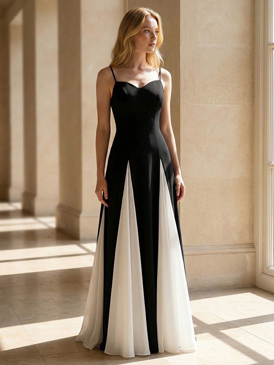 Spaghetti Straps Knit Sleeveless A-Line Wedding Guest Dress #color_Black