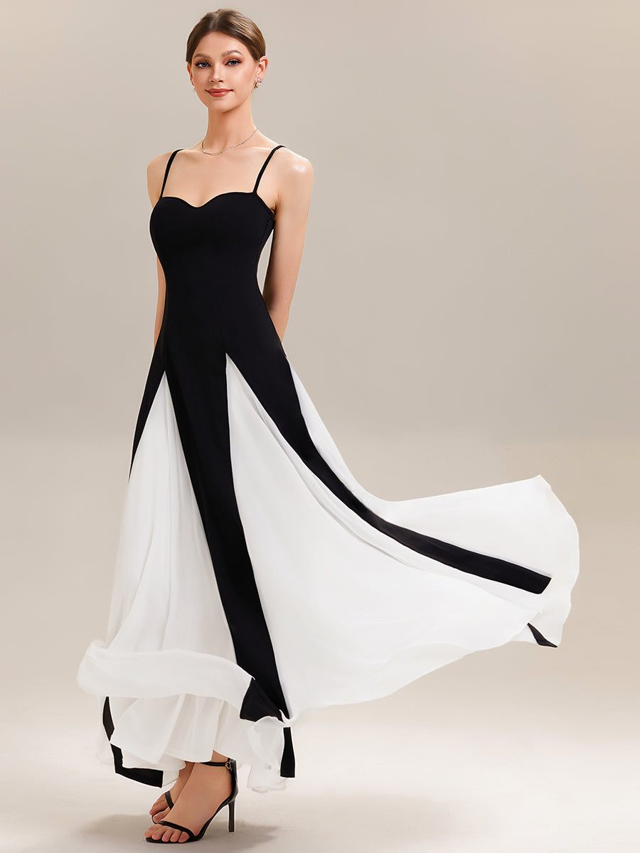 Spaghetti Straps Knit Sleeveless A-Line Wedding Guest Dress #color_Black