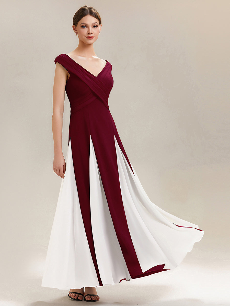 Elegant Design Knit Cap Sleeve Semi Formal Dress #color_Dark Red