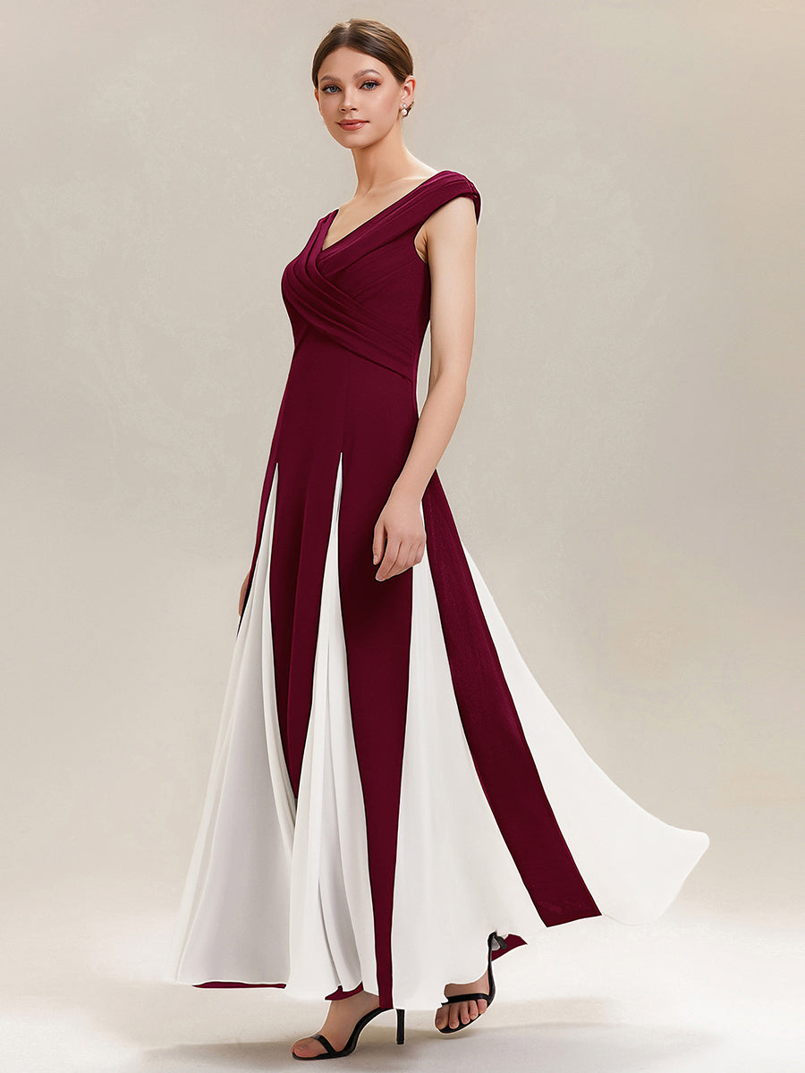 Elegant Design Knit Cap Sleeve Semi Formal Dress #color_Dark Red
