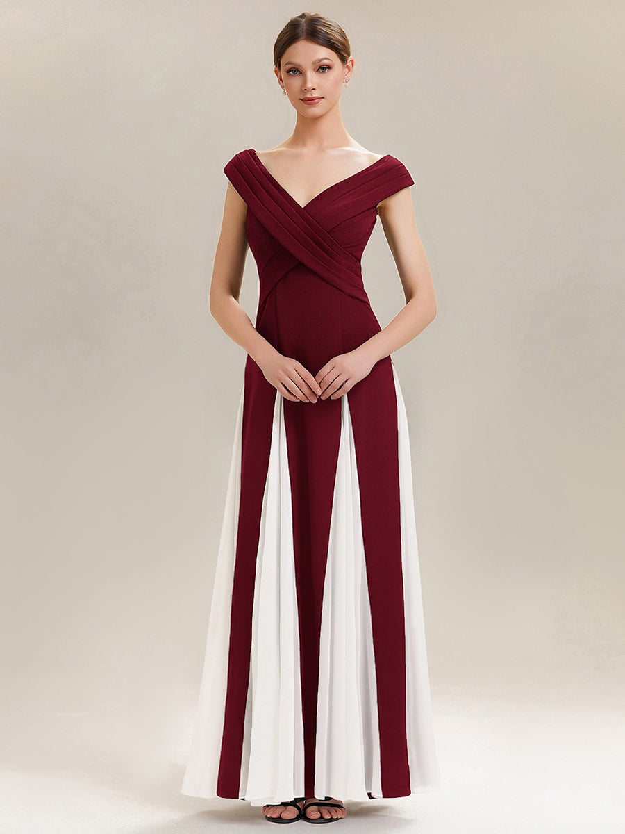 Elegant Design Knit Cap Sleeve Semi Formal Dress #color_Dark Red