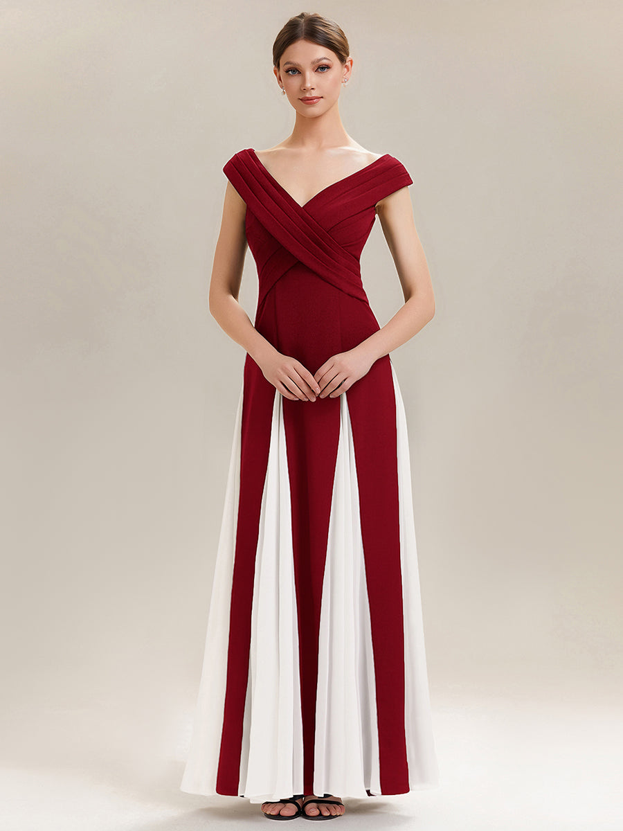 Elegant Design Knit Cap Sleeve Semi Formal Dress #color_Dark Red