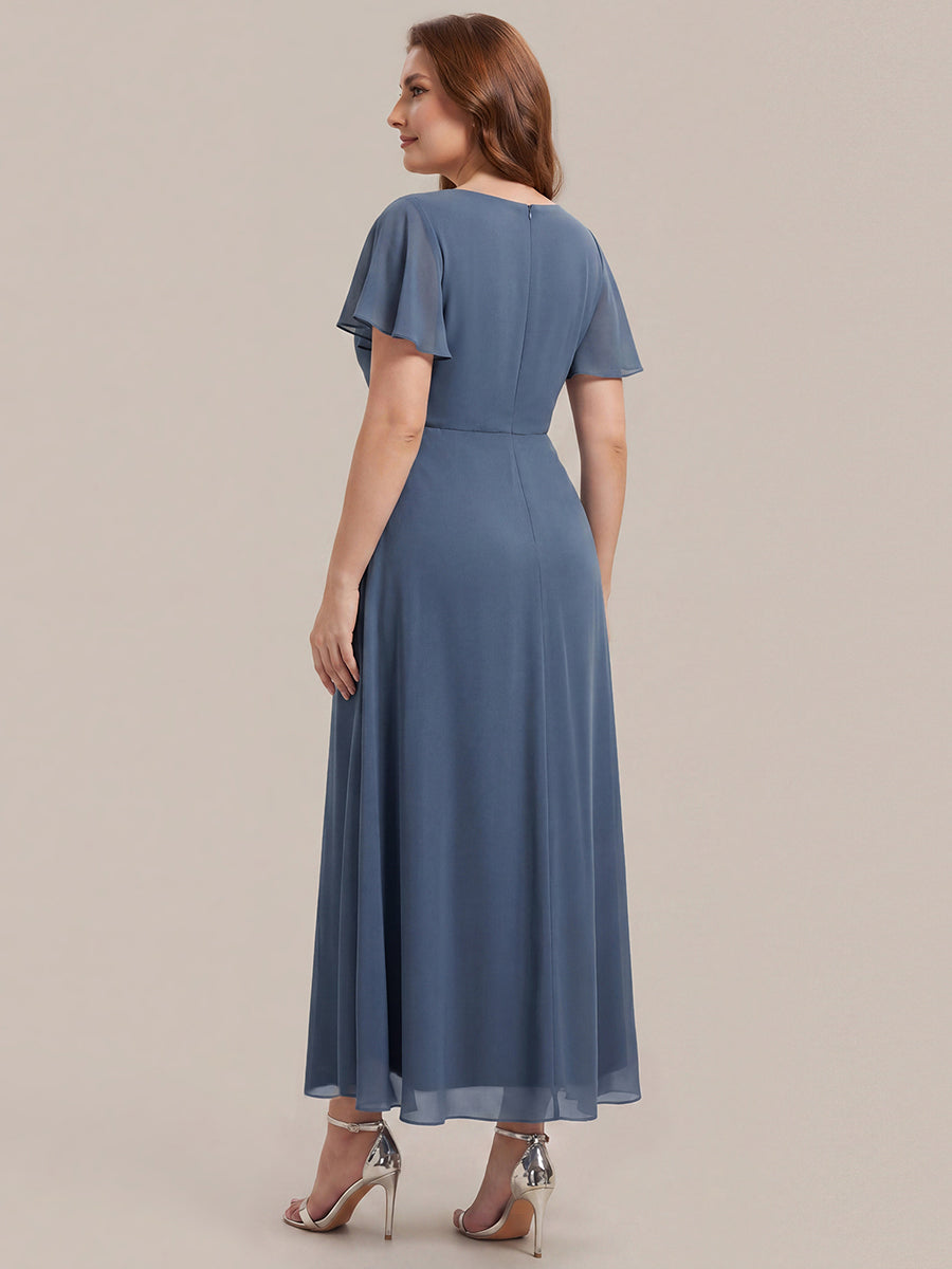 Plus Size Rhinestone Embellished Chiffon Wedding Guest Dress #color_Dusty Blue