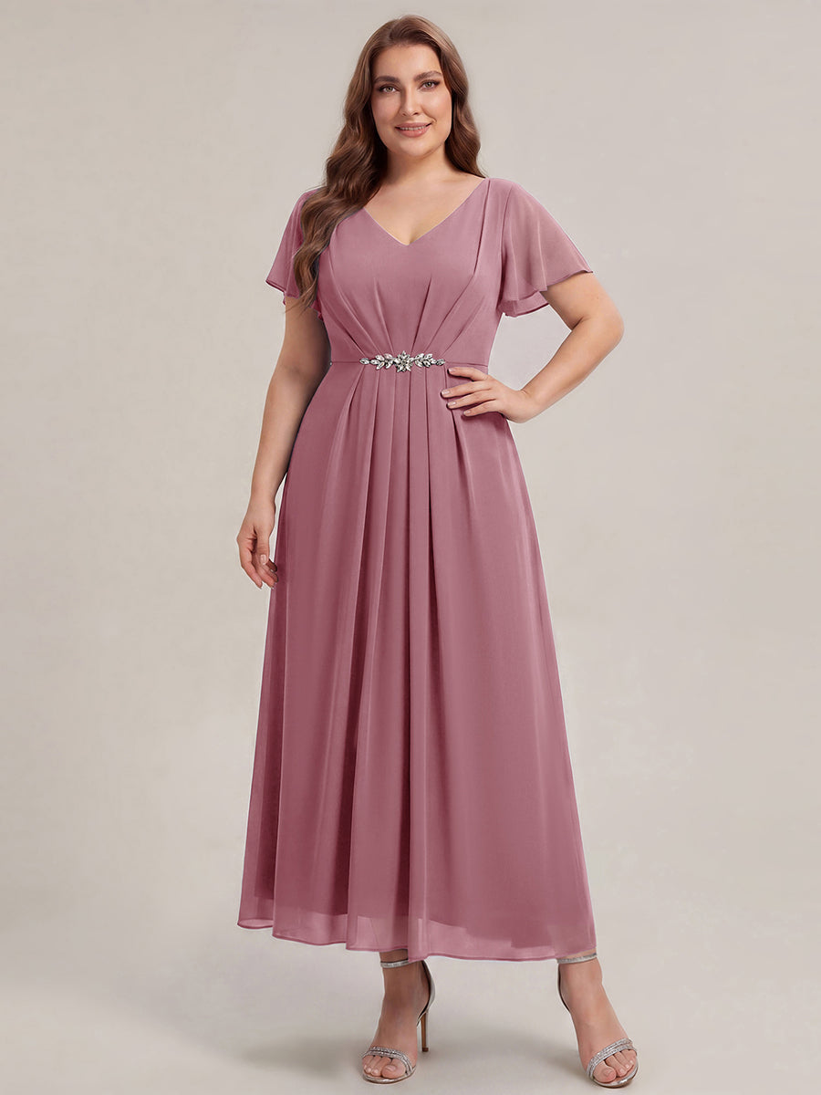 Plus Size Rhinestone Embellished Chiffon Wedding Guest Dress #color_Purple Orchid