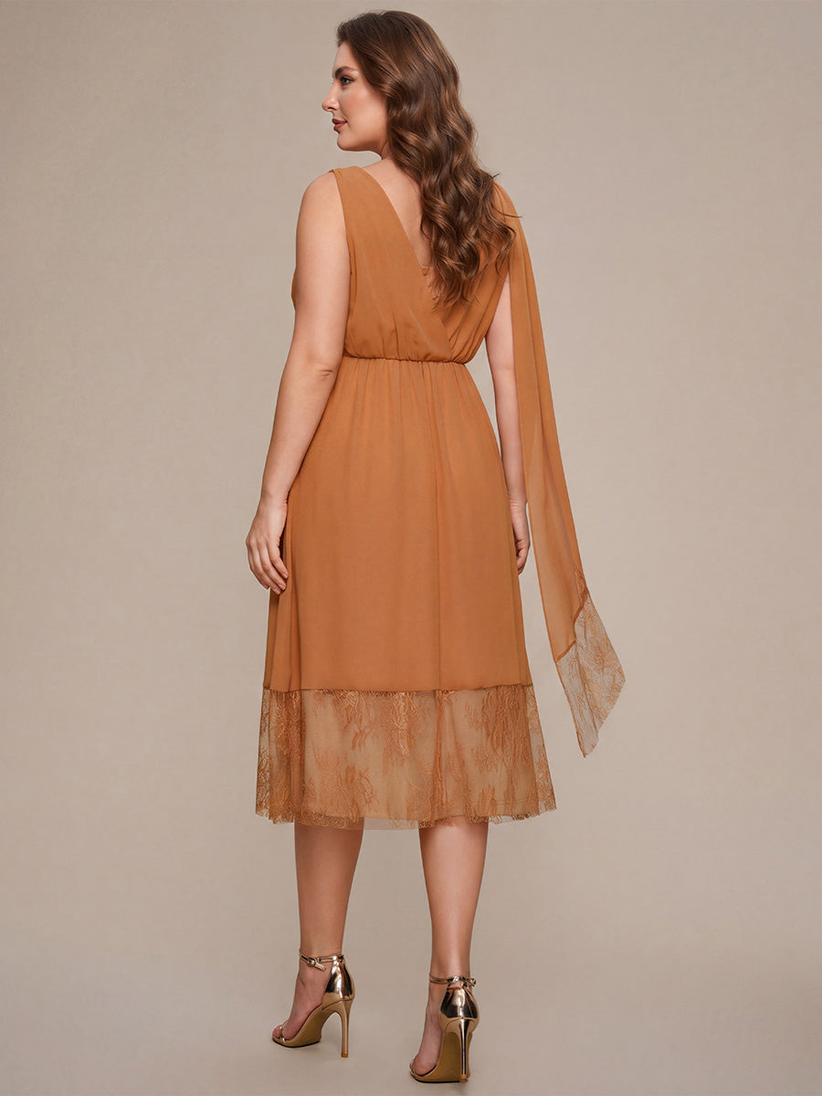 Chiffon Ribbon Sleeveless A-Line Wedding Guest Dress #color_Pumpkin