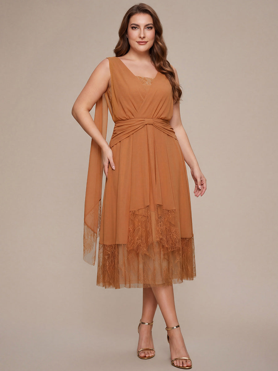 Chiffon Ribbon Sleeveless A-Line Wedding Guest Dress #color_Pumpkin