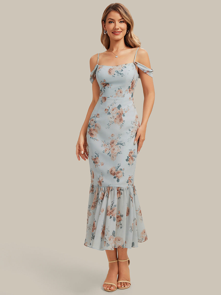 Mermaid Chiffon Sleeveless Wedding Guest Dress #color_Amber Bloom