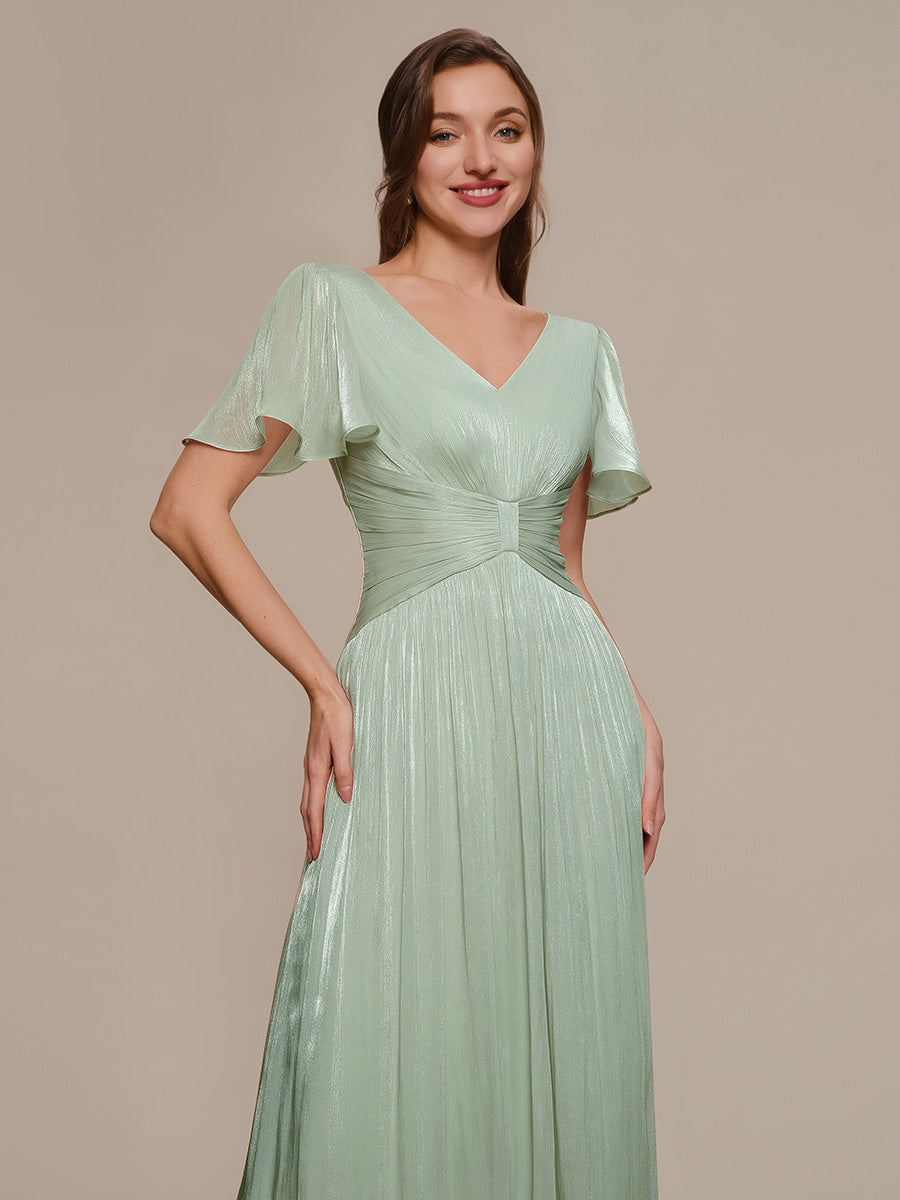 Ruffled Sea-island Ruffle Sleeve Midi Wedding Guest Dress #color_Mint Green
