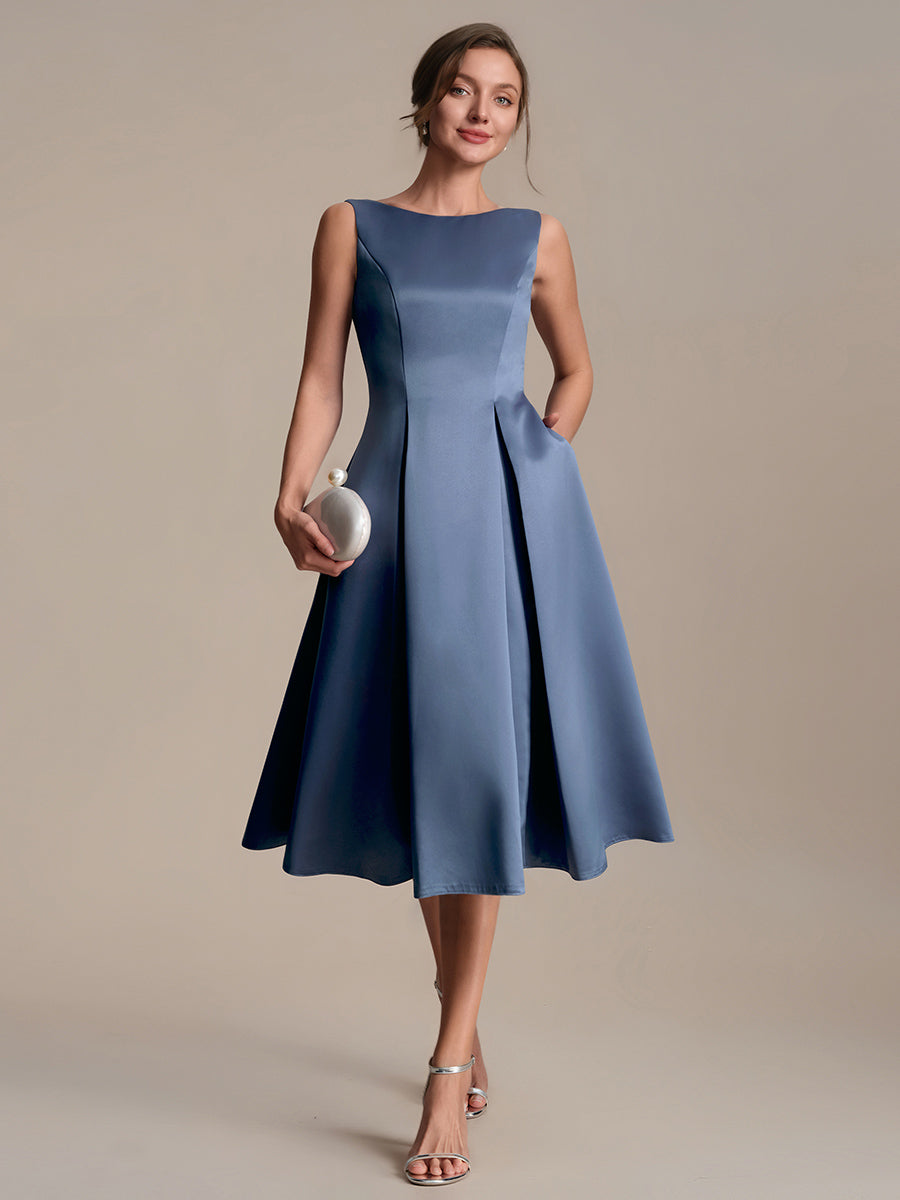Satin Sleeveless Ball-Gown Wedding Guest Dress #color_Dusty Blue