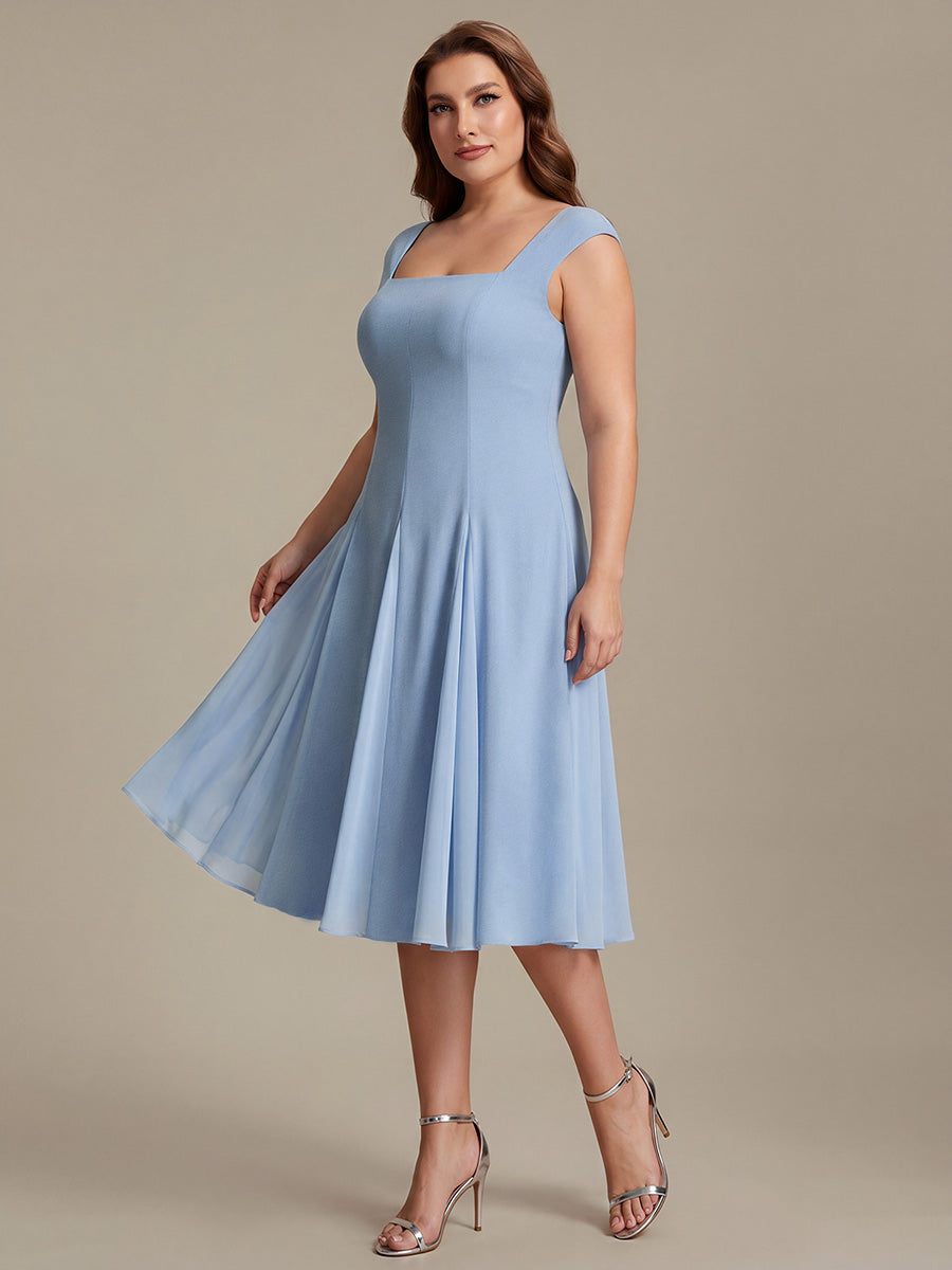 Plus Size Cap Sleeve Wedding Guest Dress #color_Ice Blue