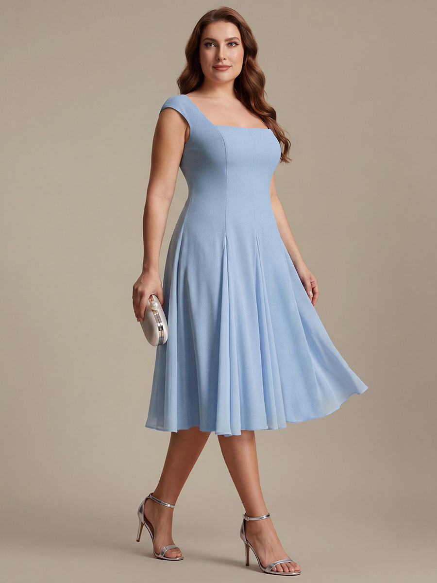 Plus Size Cap Sleeve Wedding Guest Dress #color_Ice Blue