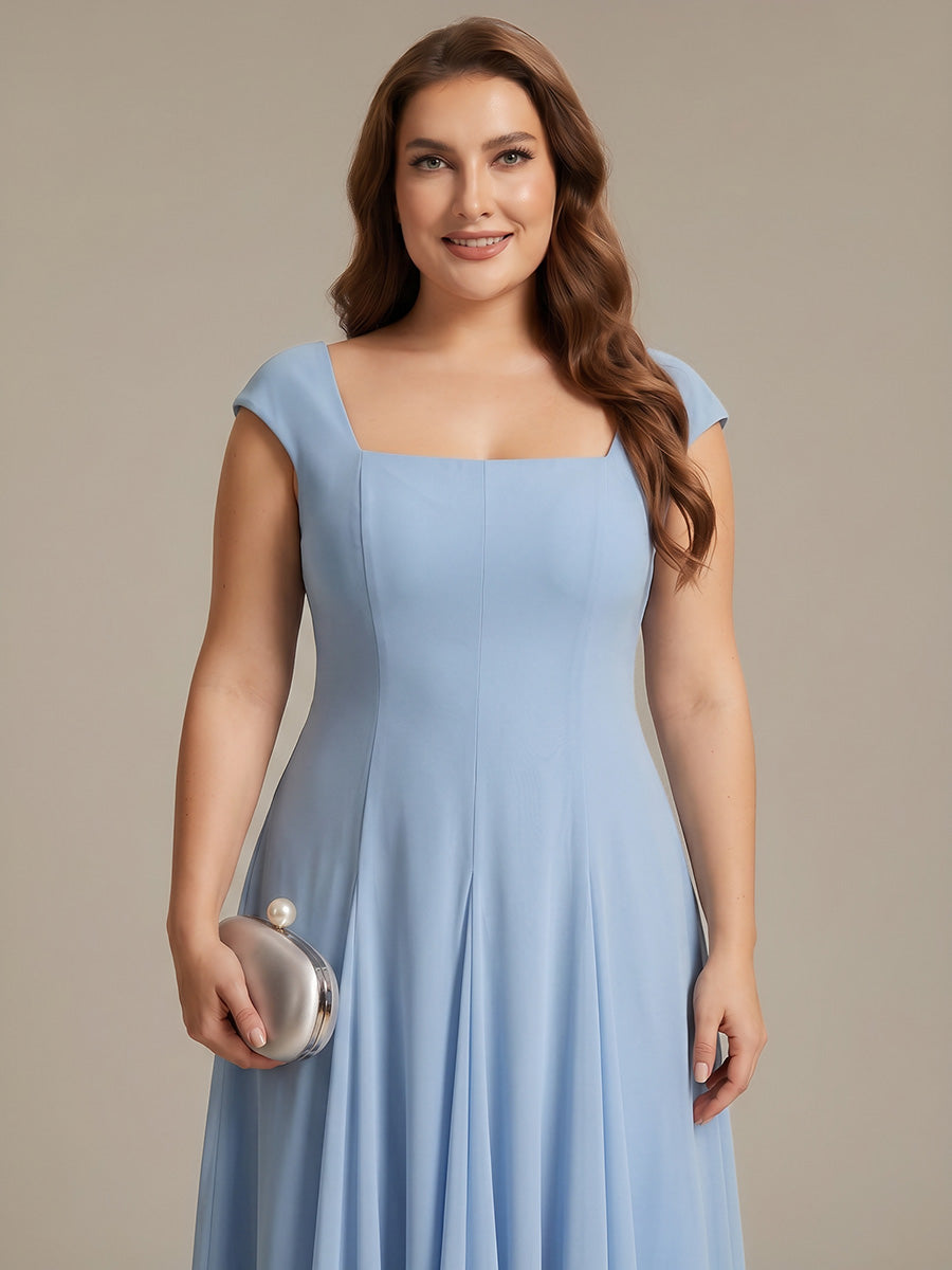 Plus Size Cap Sleeve Wedding Guest Dress #color_Ice Blue