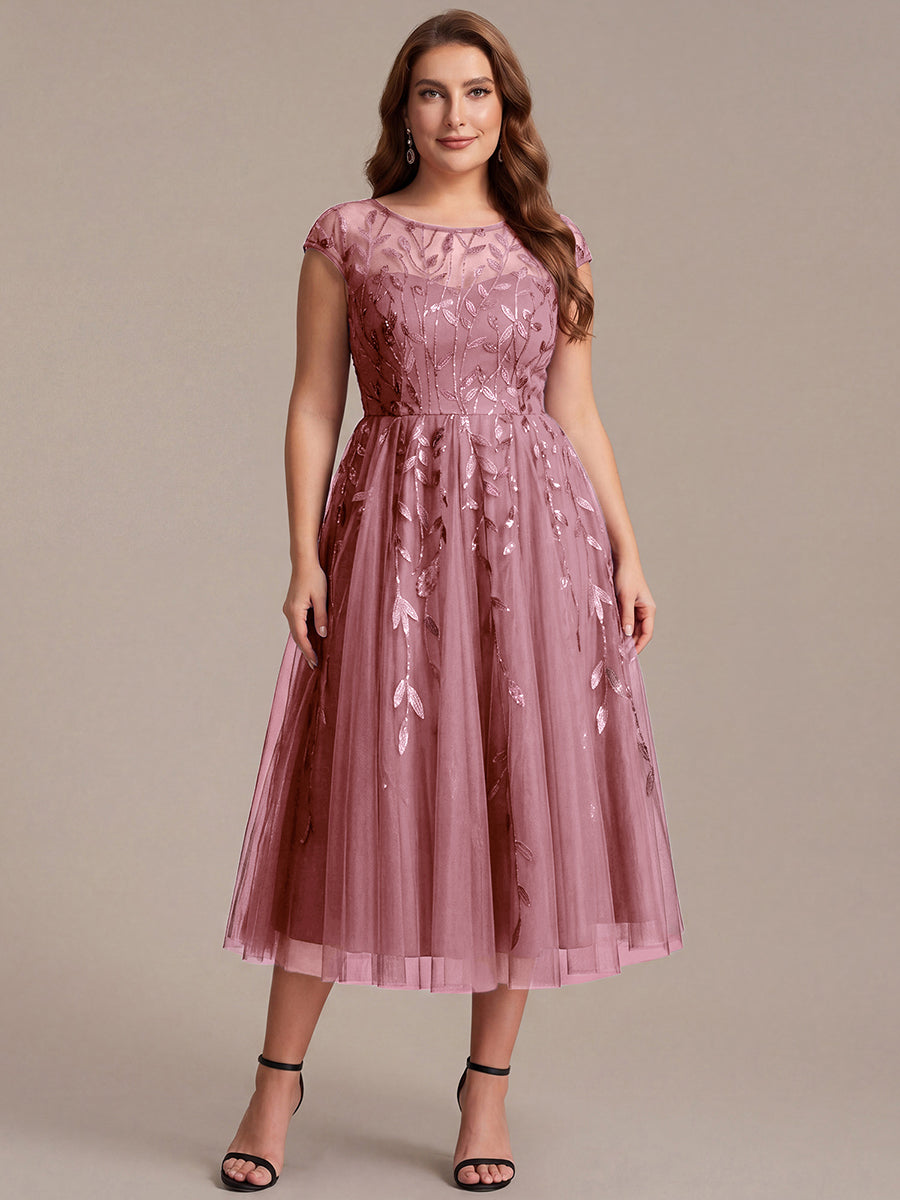 Plus Size See-through Sequin Wedding Guest Dress #color_Purple Orchid