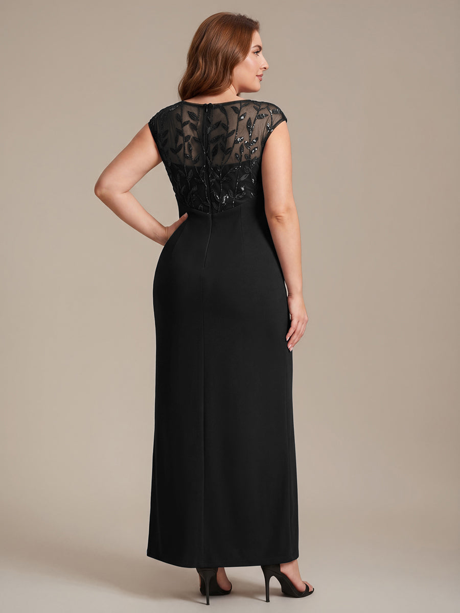 Knotted Crepe Cap Sleeve Wedding Guest Dress #color_Black