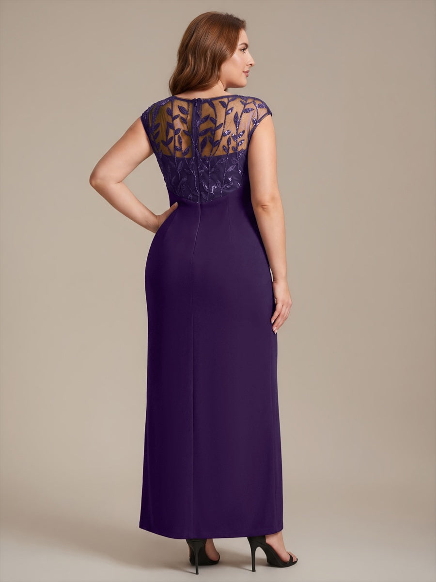 Knotted Crepe Cap Sleeve Wedding Guest Dress #color_Dark Purple