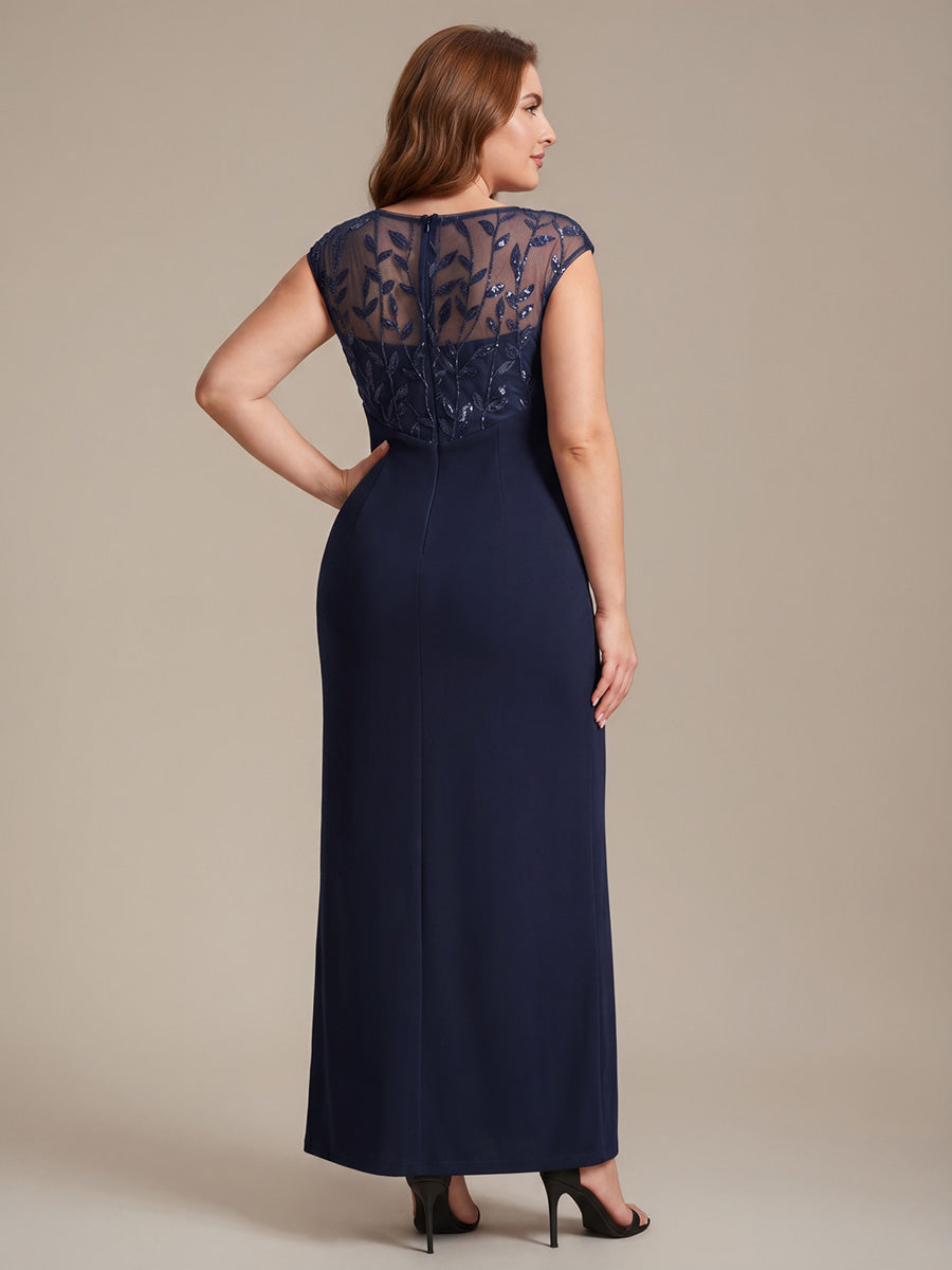 Plus Size Knotted Crepe Wedding Guest Dress #color_Navy Blue