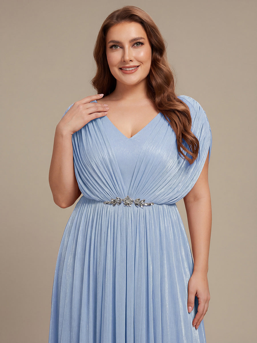 Sea-island filament fabircs Batwing Sleeve Wedding Guest Dress #color_Dusty Blue