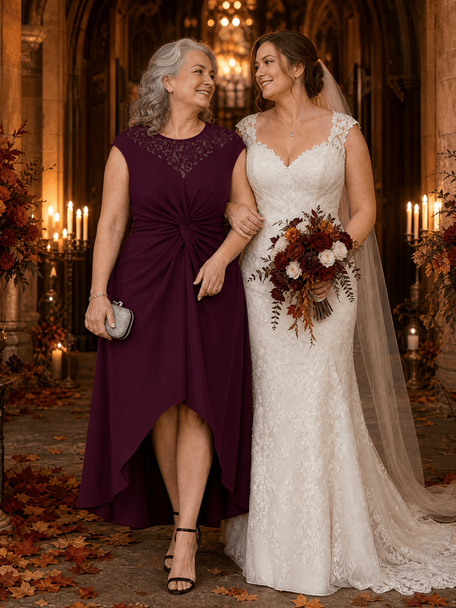 See-through Crepe Cap Sleeve Wedding Guest Dress #color_Burgundy