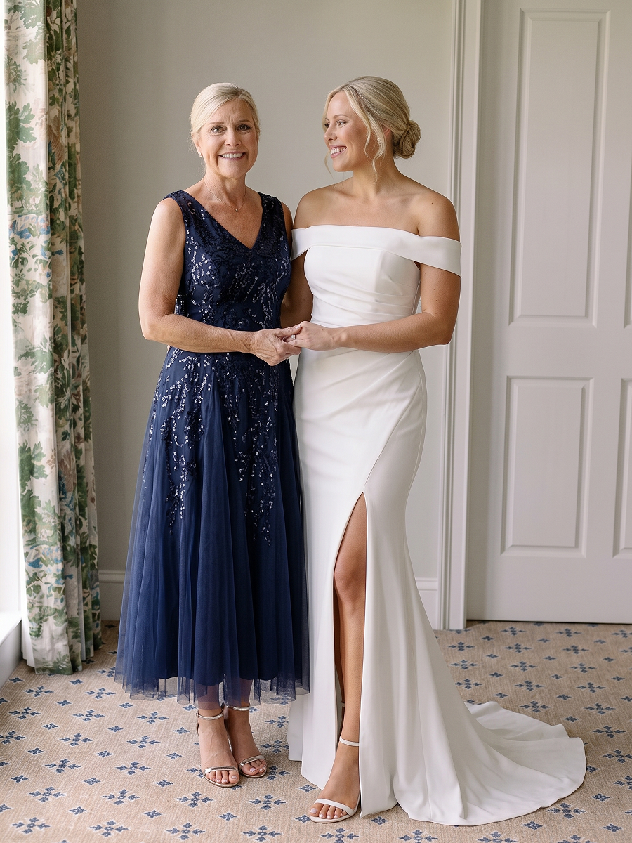 Sequin Sleeveless Midi Wedding Guest Dress #color_Navy Blue