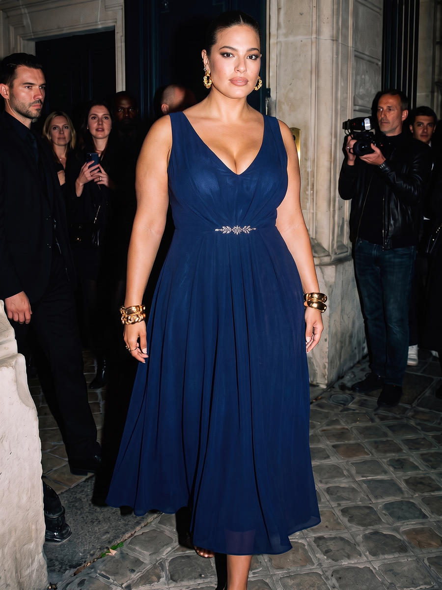 Chiffon Sleeveless Midi Wedding Guest Dress #color_Navy Blue