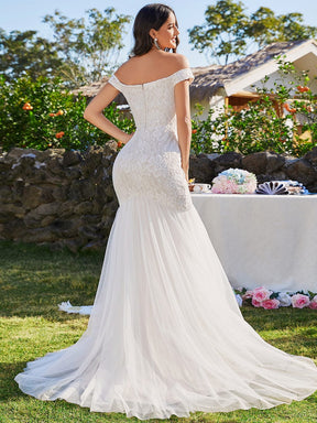 Custom Size Bodycon Lace Off Shoulder Mermaid Wedding Dress