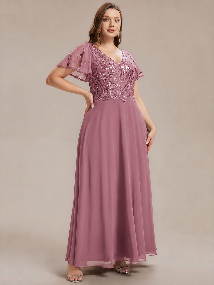 Plus Size Applique Sequin Mother of the Bride Dress #color_Purple Orchid