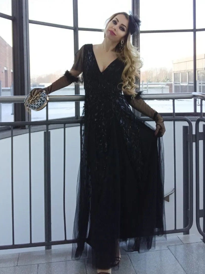 ever ASTRAL|Ruffle Sleeves Leaf Sequin Maxi Bridesmaid Dress Fan Photos 40