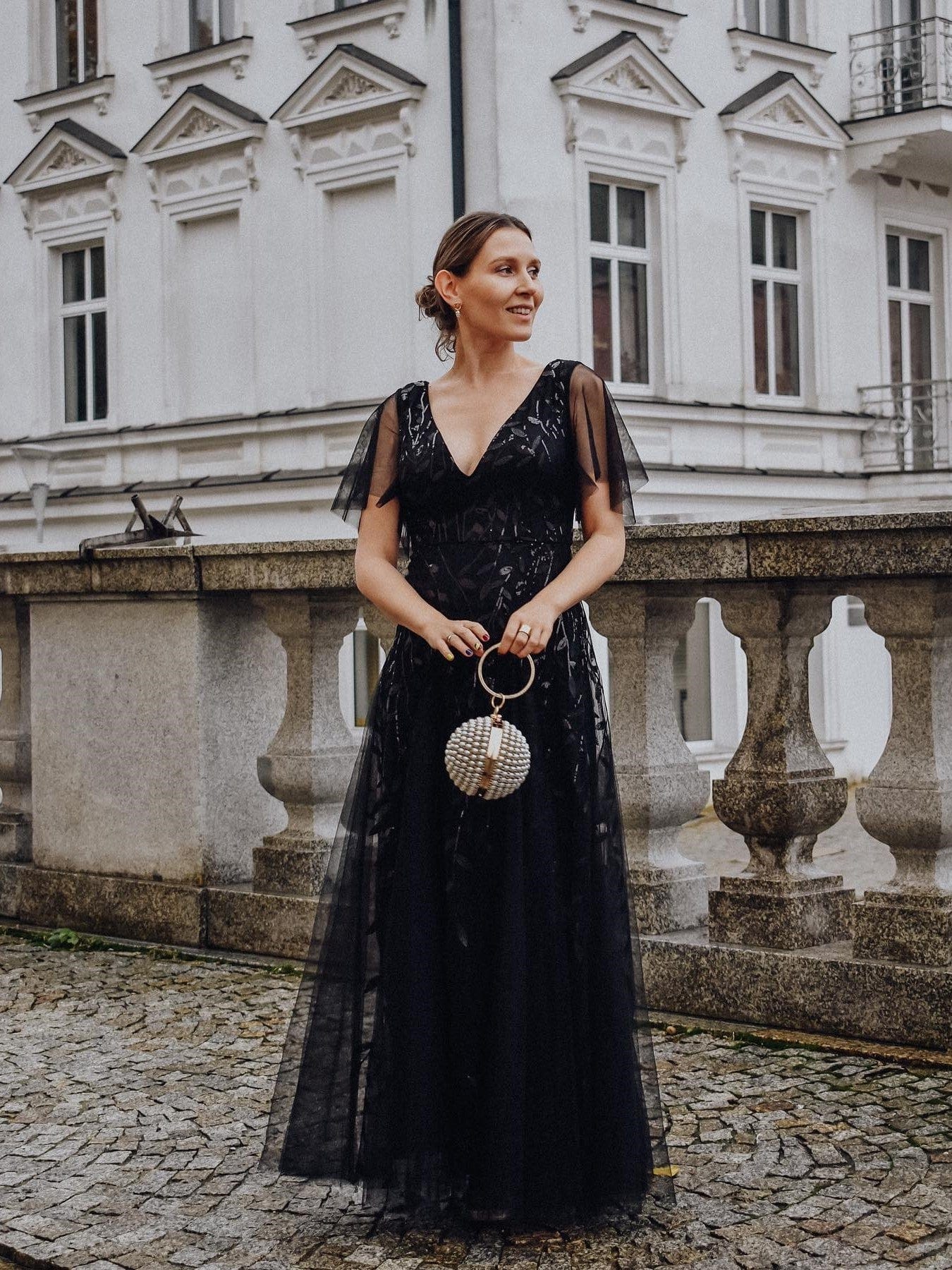 ever ASTRAL|Ruffle Sleeves Leaf Sequin Maxi Bridesmaid Dress Fan Photos 12